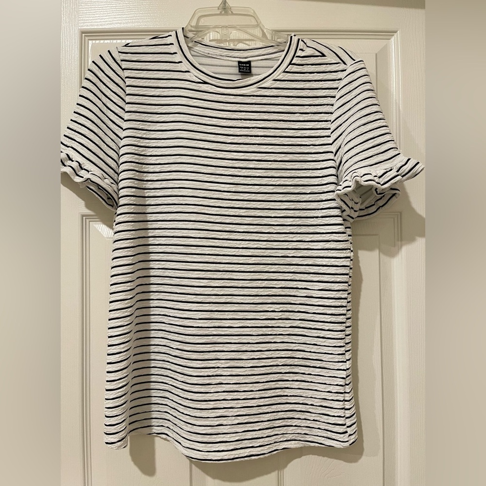 SHEIN Black and White Striped Tee